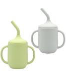 Silikong Silicone No Spill Straw Cups for Toddlers and Babies - 2 Pack (Green/Gray) | Dishwasher & Microwave Safe - Buy Online on SooperMarket.com
