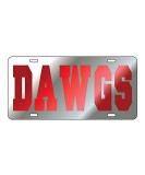 Georgia Bulldogs Mirror Laser License Plate Tag - Silver with Red Dawgs Logo - Buy Online on SooperMarket.com