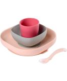 Baba Silicone Feeding Set - Plate, Bowl, Cup, Spoon - Strong Suction Pad - Pink - Baby & Children - 4 Piece Meal Set - Buy Online on SooperMarket.com