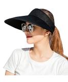 Sun Visor Hats Women Large Brim Summer UV Protection Beach Cap Black - Buy Online on SooperMarket.com