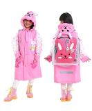 QTECLOR Kids Raincoat Jacket Age 6-13 | Cartoon Rain Poncho with School Bag Cover - Buy Online on SooperMarket.com