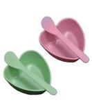 2 Sets Plastic Heart Shaped Facial Mask Mixing Bowl & Spatula - DIY Skin Care Kit for Women - Beauty Salon Essential - Pink & Green - Buy Online on SooperMarket.com
