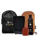 Tan Physics & EviLuxe Deluxe Tanning Mitt Bundle (5pcs) - Face & Body Tanner Mitts + Exfoliation Glove + Storage Bag & 8oz True Color Sunless Tanning Lotion | Achieve Flawless Sun-Kissed Skin All Year Long - Buy Online on SooperMarket.com