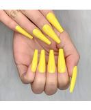 Brishow Coffin False Nails - Long Yellow Stick on Nails for Women and Girls - Buy Online on SooperMarket.com