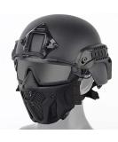 Tactical PJ Airsoft Helmet Set with Full Face Protection Mask, Detachable Anti-Fog Goggles - Paintball CS BK - Buy Online on SooperMarket.com
