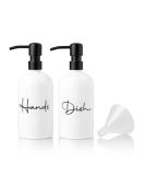 Alora Hand Soap Dispenser and Liquid Dish Soap Dispenser for Kitchen Sink - Set of 2 - Black Metal Pumps - Reusable Plastic Bottle with Easy to Read Lettering - Countertop Replacement Refill Set of 2 (16 Ounce) White - Buy Online on SooperMarket.com