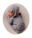 Fashion Newborn Boys Girls Baby Photo Shoot Props Outfits Crochet Clothes Long Tail Hat Pants Photography Props Gray - Buy Online on SooperMarket.com
