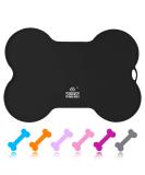 Waterproof Silicone Dog Food Mat | Non-Slip Pet Feeding Mat | Non-Spill Puppy Dish Tray | Bone-Shaped Black Mat - Small/Medium/Large - Buy Online on SooperMarket.com