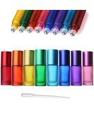 8pcs 5ml Colorful Frosted Roll on Bottles - Refillable Glass Roller Ball Containers for Essential Oils - Aromatherapy Massage Roller Bottles with Stainless Steel Ball + Bonus Dropper - Buy Online on SooperMarket.com