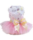 Izefia Dog Dress Puppy Skirt Dog Princess Dresses Tutu Flower and Sequin Dot Wedding Lace Dress Luxury Bow Dog Dresses for Small Dogs Girl Cat (XS, Pink) X-Small Pink - Buy Online on SooperMarket.com