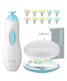 Baby Nail File Megainvo Electric Trimmer Set with LED Light - Safe for Newborns & Toddlers | Quiet Design, 10 Grinding Heads, Blue - Buy Online on SooperMarket.com