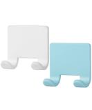 Vanzavanzu Razor Plane Holder for Shower Wall - 2 Pack Adhesive Hooks for Hairbrush & Towel - Waterproof Silicone Bathroom Organizer - Blue & White - Buy Online on SooperMarket.com