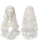 YEESHEDO 32 Long Wavy Curly Hair Cosplay Wig with Bangs - White | Heat Resistant Synthetic Wig for Women & Girls | Party Costume Anime Halloween - Buy Online on SooperMarket.com