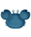 Vicloon Baby Suction Plate - Silicone Toddler Plate for Self Feeding Training - Non Slip Divided Plate for Highchairs - Dark Blue - Buy Online on SooperMarket.com