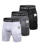 Lixada Men's Elastic Performance Sports Baselayer Shorts - Cool Dry Tights for Active Workouts | Large, A-Black/Grey/White - Buy Online on SooperMarket.com