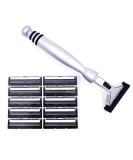 All Metal Heavyweight Chrome ATRA Compatible Twin Blade Razor & 10 Personna Pivot Plus Blades - Buy Online on SooperMarket.com