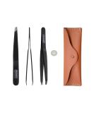LUCANUS PICK ME Tweezer with Leather Case - Professional Stainless Steel Slant Tip Tweezers for Eyebrows & Facial Hair - Buy Online on SooperMarket.com
