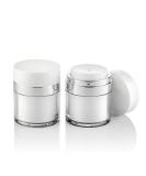 Furnido 2 Pack 1.7 oz Airless Pump Jars - Refillable Travel Lotion Containers for Skincare Cream - White - Buy Online on SooperMarket.com