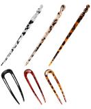 6 Pieces Acetate Hair Chopsticks for Women - Tortoise & Leopard Hair Sticks Set - Vintage Hair Accessories for Long Hair Styling - Buy Online on SooperMarket.com