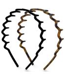Kitsch Zig Zag Headbands - Recycled Plastic Hair Band for Men & Women | Classic 90s Headband & Hairband | Mens Headband | Wavy Headband with Teeth | Hair Headbands for Women  2pc (Black&Tort) - Buy Online on SooperMarket.com
