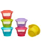 Vital Baby NOURISH Store & Wean Pots - Storage Pots with Soft Bases & Sides - Stackable - Leakproof lids - Bright Colours - BPA Phthalate & Latex Free - Ideal for Weaning & Snacks - 6pk 2oz / 60ml - Buy Online on SooperMarket.com