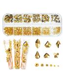 735 Pieces Gold Nail Rhinestones for Acrylic Nails - 3D Nail Diamonds Art Decoration DIY (Gold AB) - Buy Online on SooperMarket.com