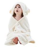 Hilmocho Baby Hooded Bath Towel | Soft Coral Velvet Swaddle Blanket for Infants | Absorbent Shower and Swimming Towel | White Sheep Design - Buy Online on SooperMarket.com