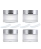 Buy 50ml Matte Glass Cream Cans - 4pc Set with Silver Lids | Ideal for Cosmetics Lotions Essential Oils & Travel | Empty Glass Containers - Buy Online on SooperMarket.com