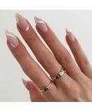 KXAMELIE Medium Length Nude White Swirls Almond Press on Nails - Salon Perfect Stick on Fake Nails for Women - Buy Online on SooperMarket.com