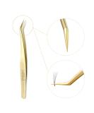 Emeda Gold Volume Tweezers - Precision Curved Pointed Stainless Steel Eyelash Extension Tweezers for 3D-6D Volume - Perfect for False Lash Applications - Buy Online on SooperMarket.com