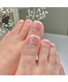 YOSOMK French Tips Press on Toenails White Square Toe Nails Tips Rhinestone Full Cover Glue on Toe Nails Nude Pink Toe Nails Fake Nails Summer False Toe Static Nails for Women 24Pcs A1 FRENCH TIP - Buy Online on SooperMarket.com
