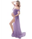 FEOYA Maxi Maternity Dress - Chiffon Lace Strapless Gown for Pregnant Women Photography, Full Length Purple - Buy Online on SooperMarket.com
