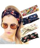 Sarfel Boho Headbands for Women - 4 Pack Floral Head Wraps with Buttons for Mask Nurses - Buy Online on SooperMarket.com