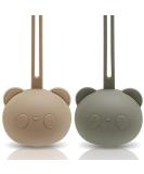 Caja Schnullerbox Silicone 2 piece of pacifier storage - Panda Design - BPA -free - Safe storage pacifier - High -quality baby accessories babies (2 -Set 1x field gray + 1x gray green) - Buy Online on SooperMarket.com