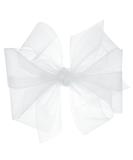 Girls' Organza Double Hair Bow on WeeStay Clip - Medium White with Satin Knot Center - Buy Online on SooperMarket.com