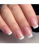 24pcs Short French Tip Press-on Nails | Square/Milky White False Nails with Glue | French & White Fake Nails for Women's Nail Art - Buy Online on SooperMarket.com