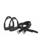 AMKA Joint Black Safety Stirrups Set - Durable with Leather Stirrup Straps for Equestrian Excellence | International Shipping Available - Buy Online on SooperMarket.com