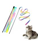 Interactive Cat Rainbow Wand Toys - Colorful Ribbon Charmer for Kittens | Set of 2 - Buy Online on SooperMarket.com