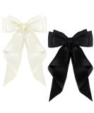 ZEVONDA Pack of 2 Big Bow Hair Clips - Solid Color Large Bowknot Hairpin Hair Clip with Long Silky Satin Tail Hair Barrettes Accessories for Girls Women Black + Milky White Black + Milky White (2PCS) - Buy Online on SooperMarket.com