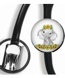 Sunflowers and Elephants Stethoscope Tag | Nurse Badge ID Tag | Unique Stethoscope Accessories for Healthcare Professionals - Buy Online on SooperMarket.com