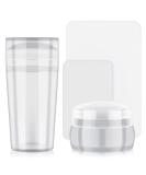 EBANKU 2PCS Clear Blue Silicone Nail Art Stamper Set with Scraper Tools for DIY Beauty Nail Art - French Smile Line Design (Transparent) - Buy Online on SooperMarket.com