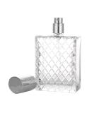 100ml Empty Perfume Bottle with Atomizer Pump - Square Clear Glass Silver Cap | Ideal for Self-Filling Fragrance - Buy Online on SooperMarket.com