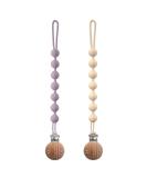MumEZ Dummy Clip - 2 Pcs Premium Silicone Dummy Clip Boys Girls - Comfortable for Baby - Easy for Parents - BPA Free - One-Piece Design (Cream Whtite+Purple) - Buy Online on SooperMarket.com