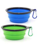 Dog Bowl Pet Collapsible Bowls, 2 Pack Collapsible Dog Water Bowls for Cats Dogs, Portable Pet Feeding Watering Dish for Walking Parking Traveling with 2 Carabiners Small Blue+Green - Buy Online on SooperMarket.com