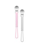 Pickle and Olive Silicone Pacifier Clip - Braided Paci Holder Set of 2 (Pink + Gray) - Buy Online on SooperMarket.com