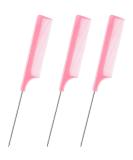 DAZISEN 3 Pieces Hair Comb - Anti-Static Tail Combs Fine Tooth Combs Salon Barber Hairdressing Comb with Stainless Steel Handle for Women and Men Pink *3 - Buy Online on SooperMarket.com