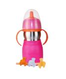 Kid Basix Safe Sippy 2 - Stainless Steel Cup for Babies/Toddlers | Convertible Sippy or Straw | 11 Oz. | Bpa Free - Pink Fuchsia/Pink - Buy Online on SooperMarket.com