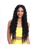 Joedir 30'' Long Wavy Synthetic Lace Front Wig with HD Transparent Lace - 130% Density (Black) - 30 Inch - Buy Online on SooperMarket.com