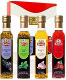 4 Bottle Tasting Set, Gift Box included, Garlic, Rosemary, Basil, Chili Pepper, Naturally Infused Flavored Extra Virgin Olive Oil for Dipping & Tasting, All Natural, Great Corporate Gift, 4 bottles x 8.5 fl.oz (250ml) - Buy Online on SooperMarket.com