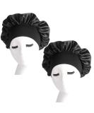 Nuoshen 2 Pack Silky Bonnets with Wide Elastic Band for Curly Hair Protection - Black (Pack of 1) - Buy Online on SooperMarket.com